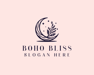 Bohemian Floral Moon logo design