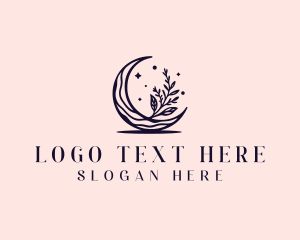 Yoga - Bohemian Floral Moon logo design