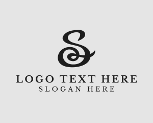 Black And White - Stylish Script Brand Letter S logo design