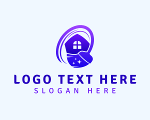 Disinfect - House Cleaning Broom logo design