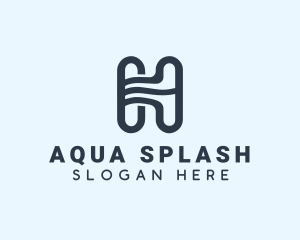 Swimming - Beach Resort Swimming Letter H logo design