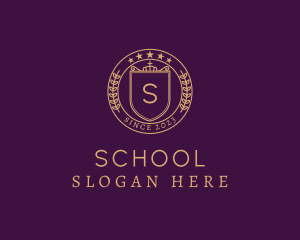 Stars Wreath Shield School logo design