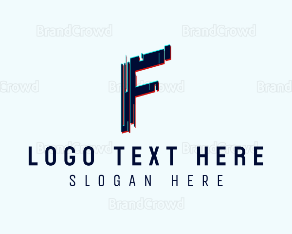 Digital Glitch Letter F Logo