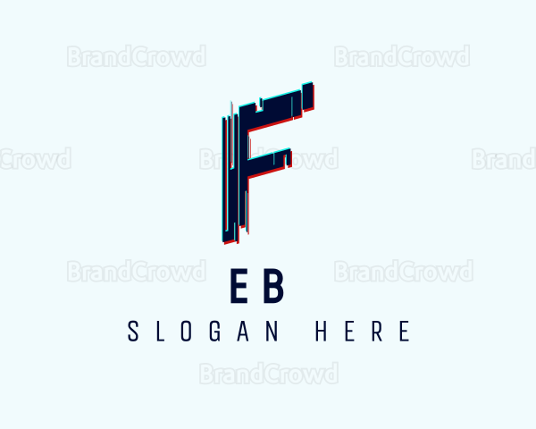 Digital Glitch Letter F Logo