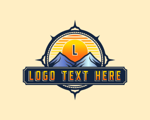 Outdoor - Compass Sunset Mountain logo design