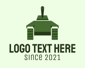 Warfare - Green Military Tank logo design