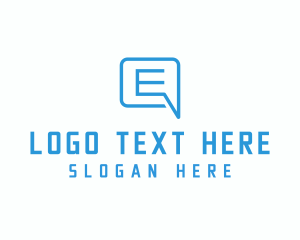 Telecommunications - Message Bubble Letter E logo design