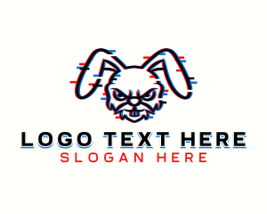 Rabbit - Gaming Glitch Bunny logo design