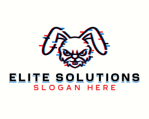 Glitchy - Gaming Glitch Bunny logo design