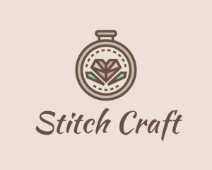 Embroider - Cute Heart Embroidery logo design