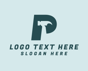 Worker - Handyman Hammer Letter P logo design