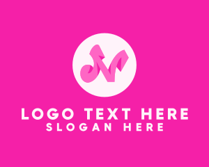 Lettering - Pink Fashion Letter N logo design