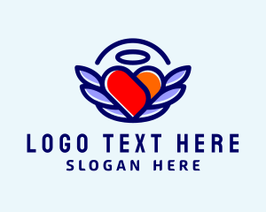 Love - Halo Heart Wings logo design