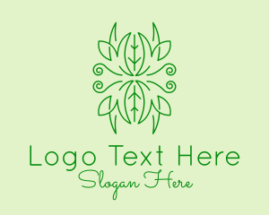 Symmetrical - Green Ornament Plant logo design