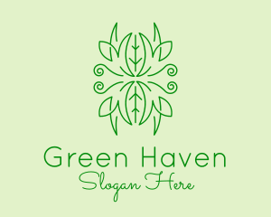 Green Ornament Plant logo design