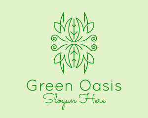 Green Ornament Plant logo design