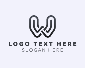 Black And White - Bold Curved Letter W logo design