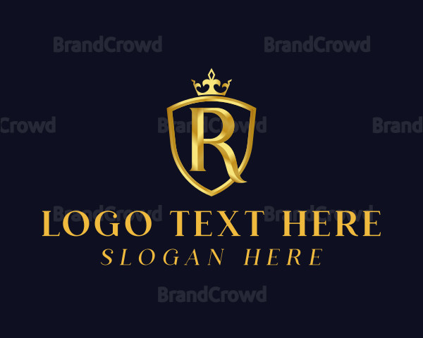 Golden Shield Crown Letter R Logo