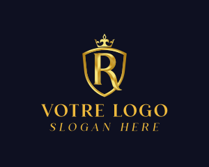 Luxurious - Golden Shield Crown Letter R logo design