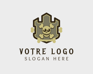 Skeleton - Skull Pirate Crest logo design