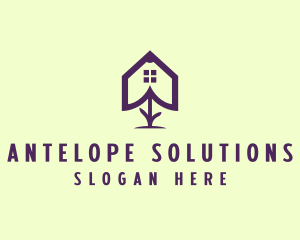 Flower House Outline logo design