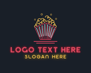 Black And Purple - Snack Popcorn Neon Light logo design