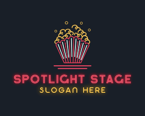 Snack Popcorn Neon Light logo design