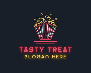 Yummy - Snack Popcorn Neon Light logo design