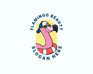 Summer Beach Flamingo logo design