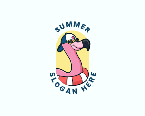 Summer Beach Flamingo logo design