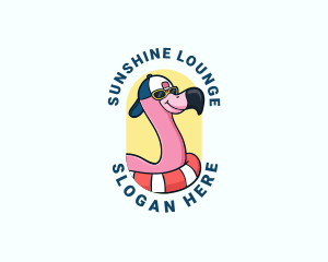 Sunbathing - Summer Beach Flamingo logo design