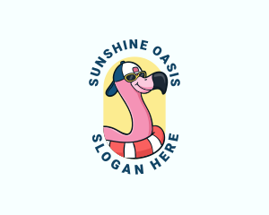 Summer Beach Flamingo logo design