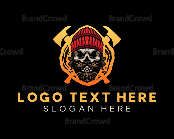 Hipster Lumberjack Skull Logo