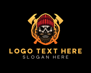 Hipster Lumberjack Skull Logo
