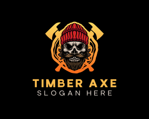 Hipster Lumberjack Skull logo design