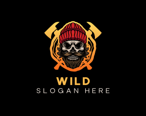 Hipster - Hipster Lumberjack Skull logo design