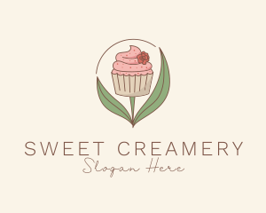 Sweet Cupcake Flower logo design