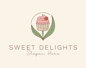 Sweet Cupcake Flower logo design