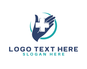 Teleconsultation - Medical Hand Cross logo design