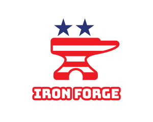 Blacksmithing - Iron Anvil Patriotic logo design