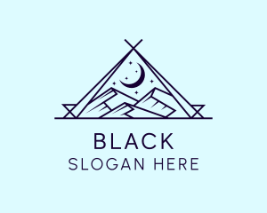 Tent - Night Mountain Camping logo design