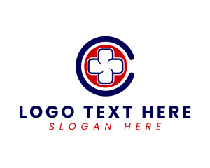 First Aid - Medical Cross Letter C logo design