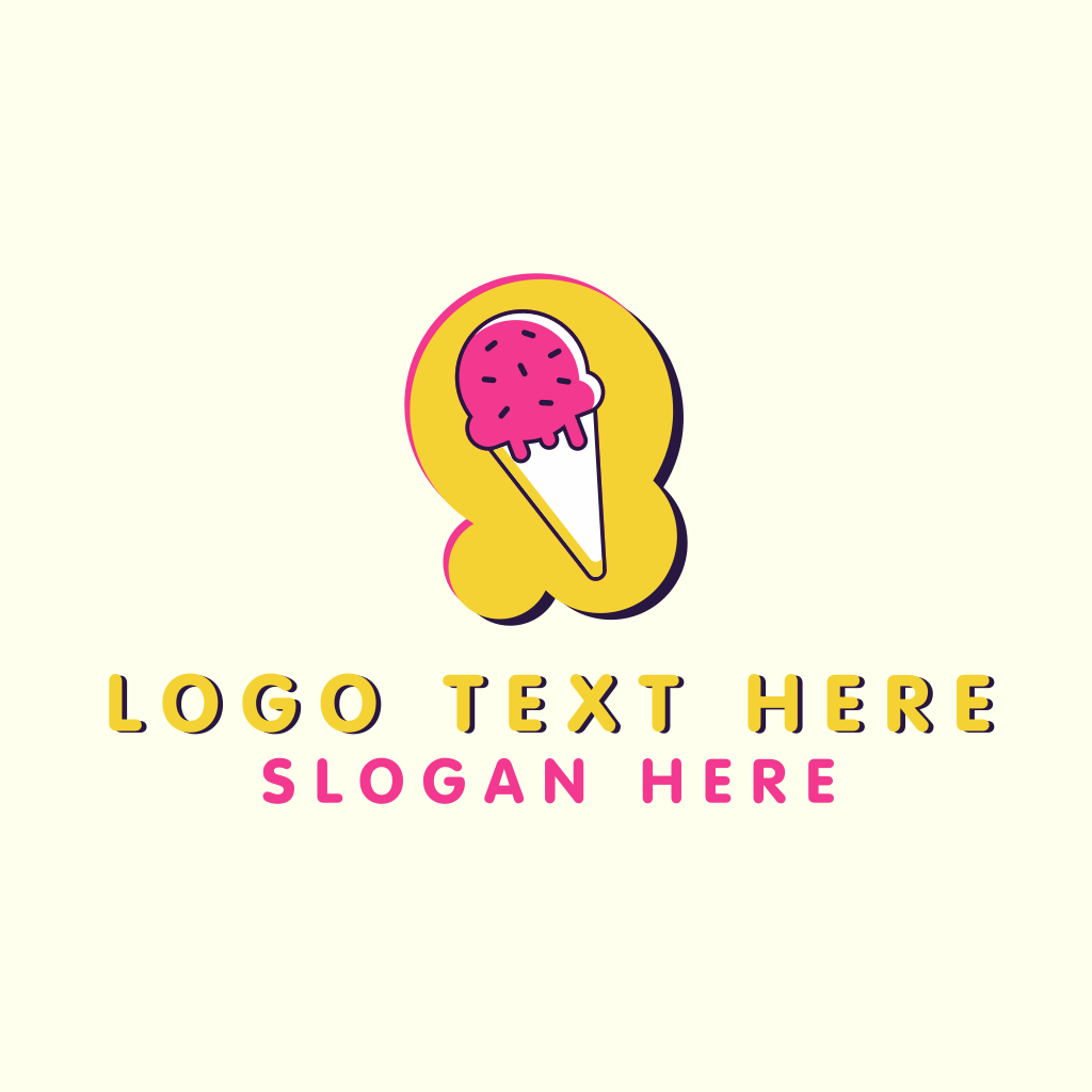 Ice Cream Cone Dessert Logo 