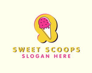 Gelato - Ice Cream Cone Dessert logo design