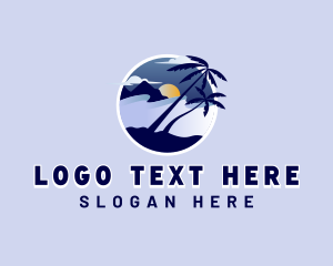 Ocean - Palm Tree Nature Vacation logo design