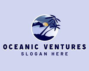 Palm Tree Nature Vacation logo design