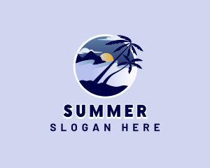 Palm Tree Nature Vacation logo design