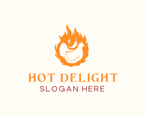 Fire Chili Pepper Chicken logo design