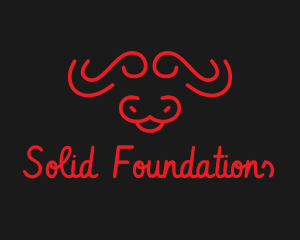 Horns - Red Minimalist Bull logo design