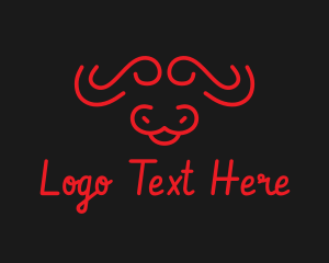 Horns - Red Minimalist Bull logo design
